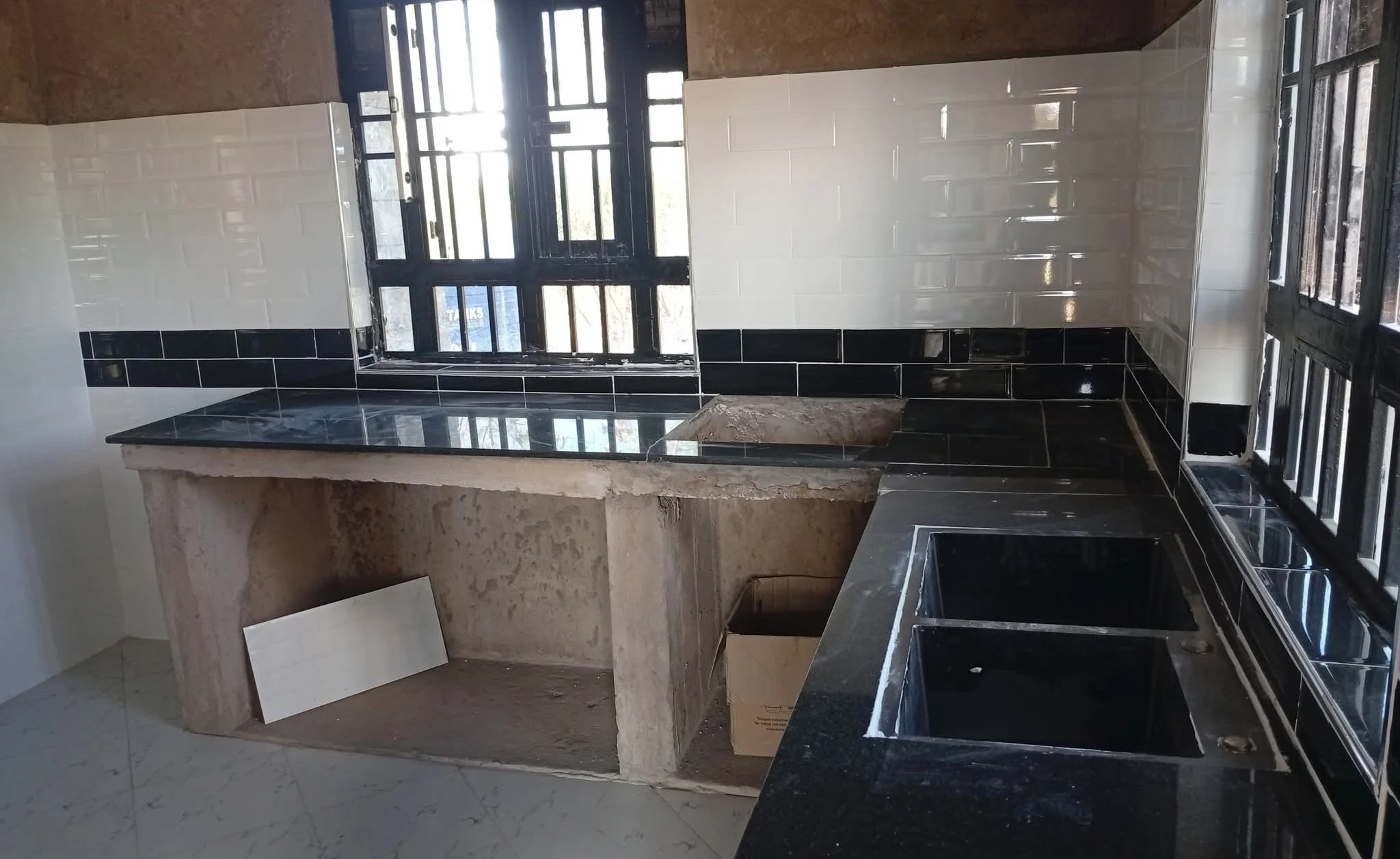 image of a kitchen designed with modern tiles in nairobi